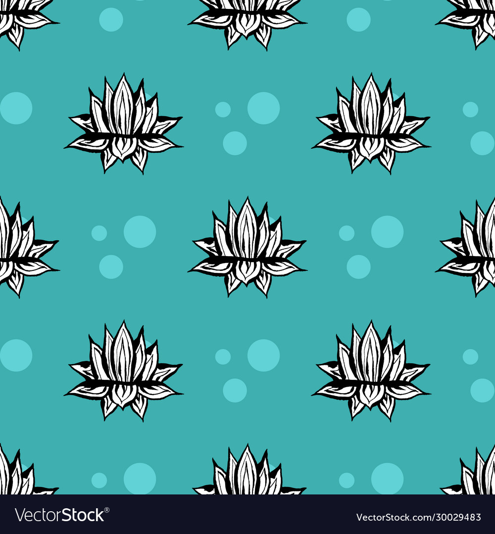 Cactus seamless pattern hand drawn