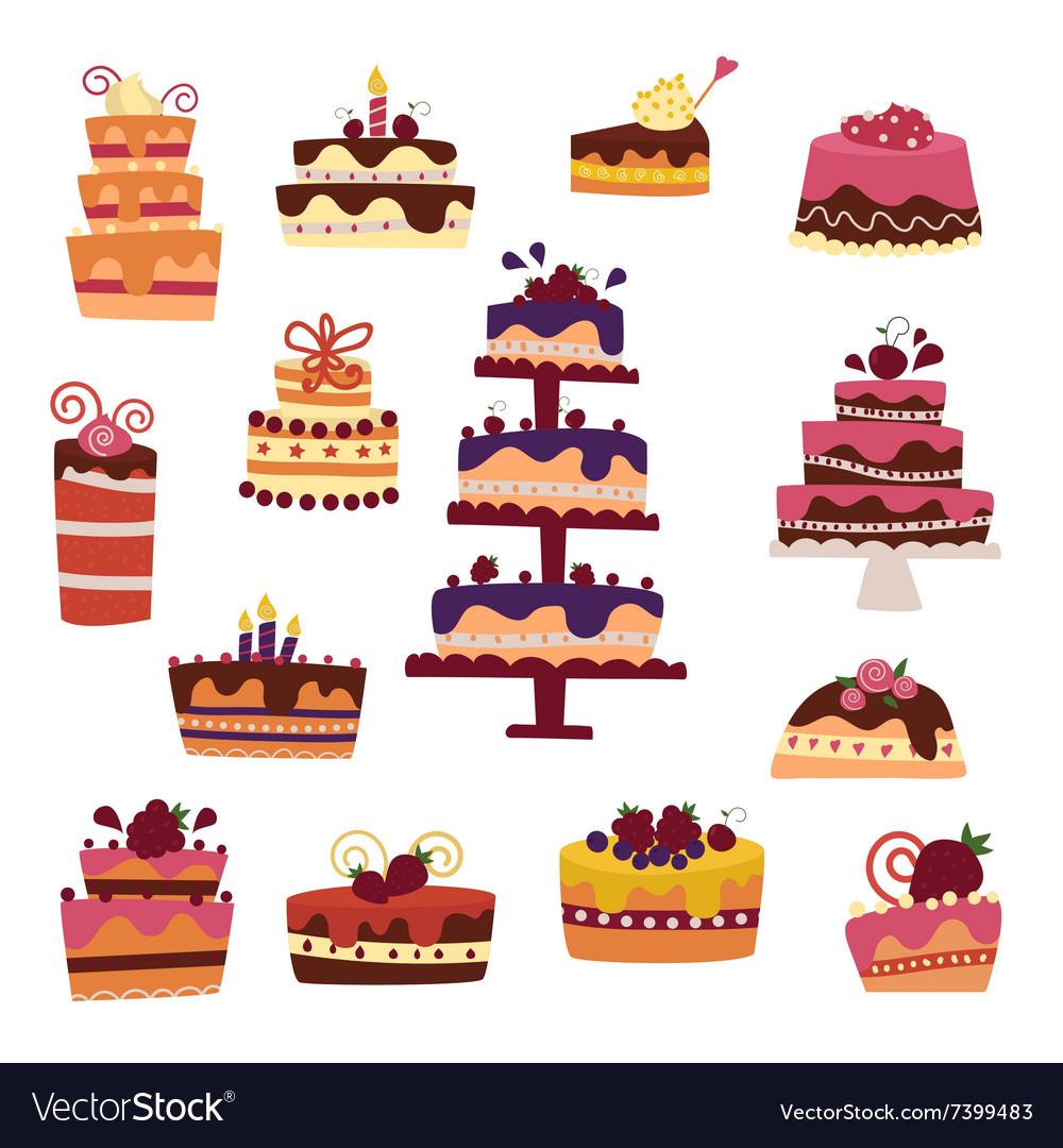 Cake collection isolated on white