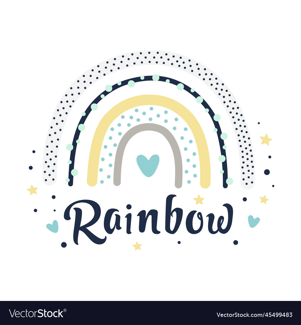 Cartoon poster with cute rainbow print for kids Vector Image