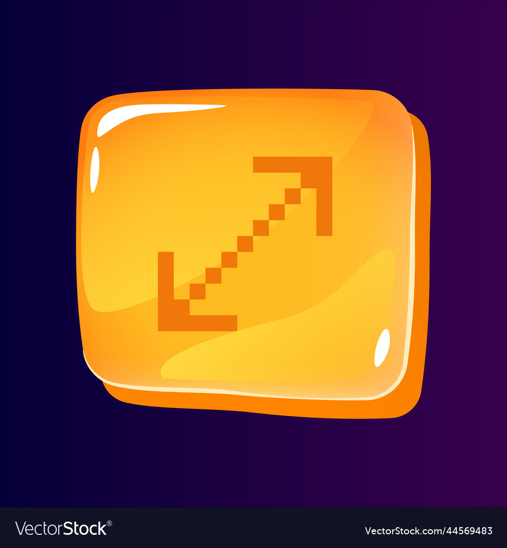 Enlarge glossy ui button with pixelated icon vector image Enlarge glossy ui button with pixelated icon