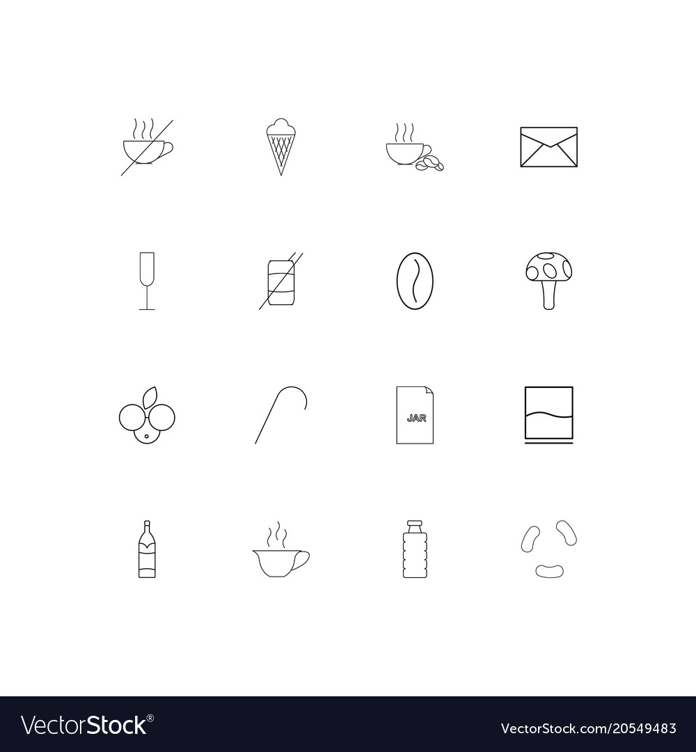 Food and drink simple linear icons set outlined