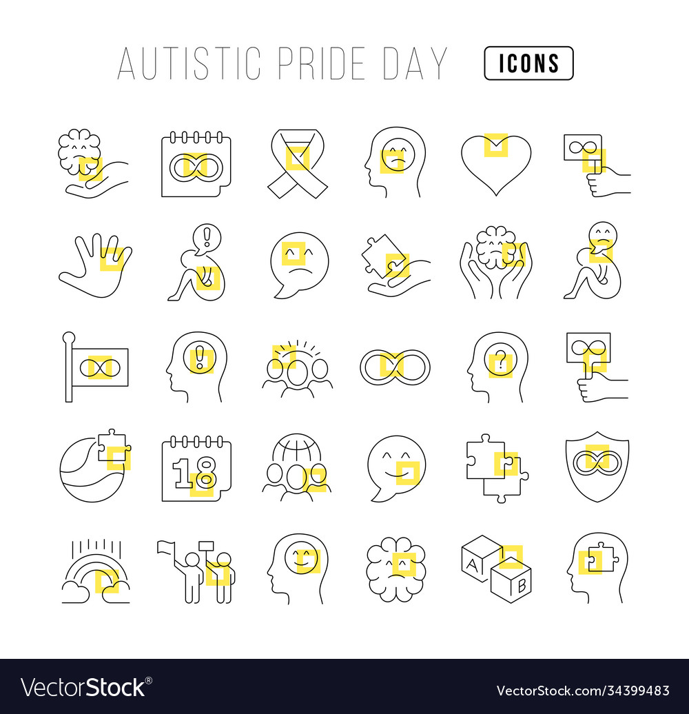 Line icons autistic pride day Royalty Free Vector Image