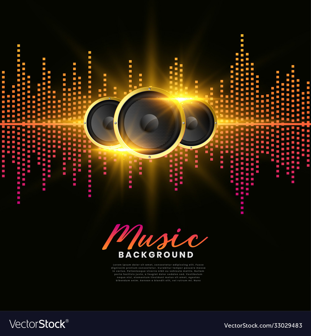 Free Vector Golden Music Speaker With Sound Notes Background Music ...