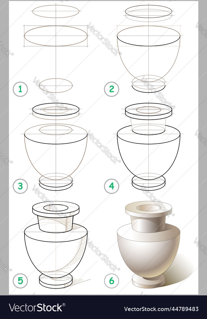Page shows how to learn step by draw vector image Page shows how to learn step by draw