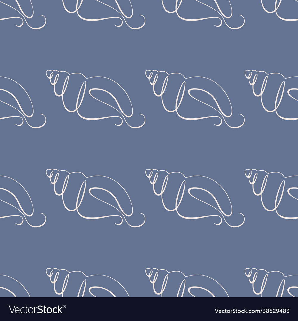 Seamless pattern line art sea shell
