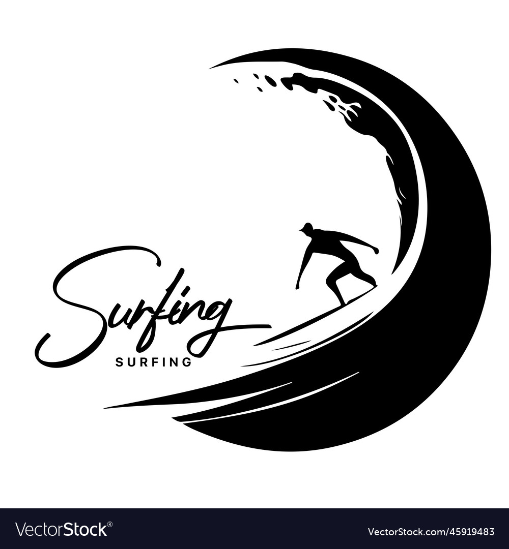 Surfing logo design surfer and wave