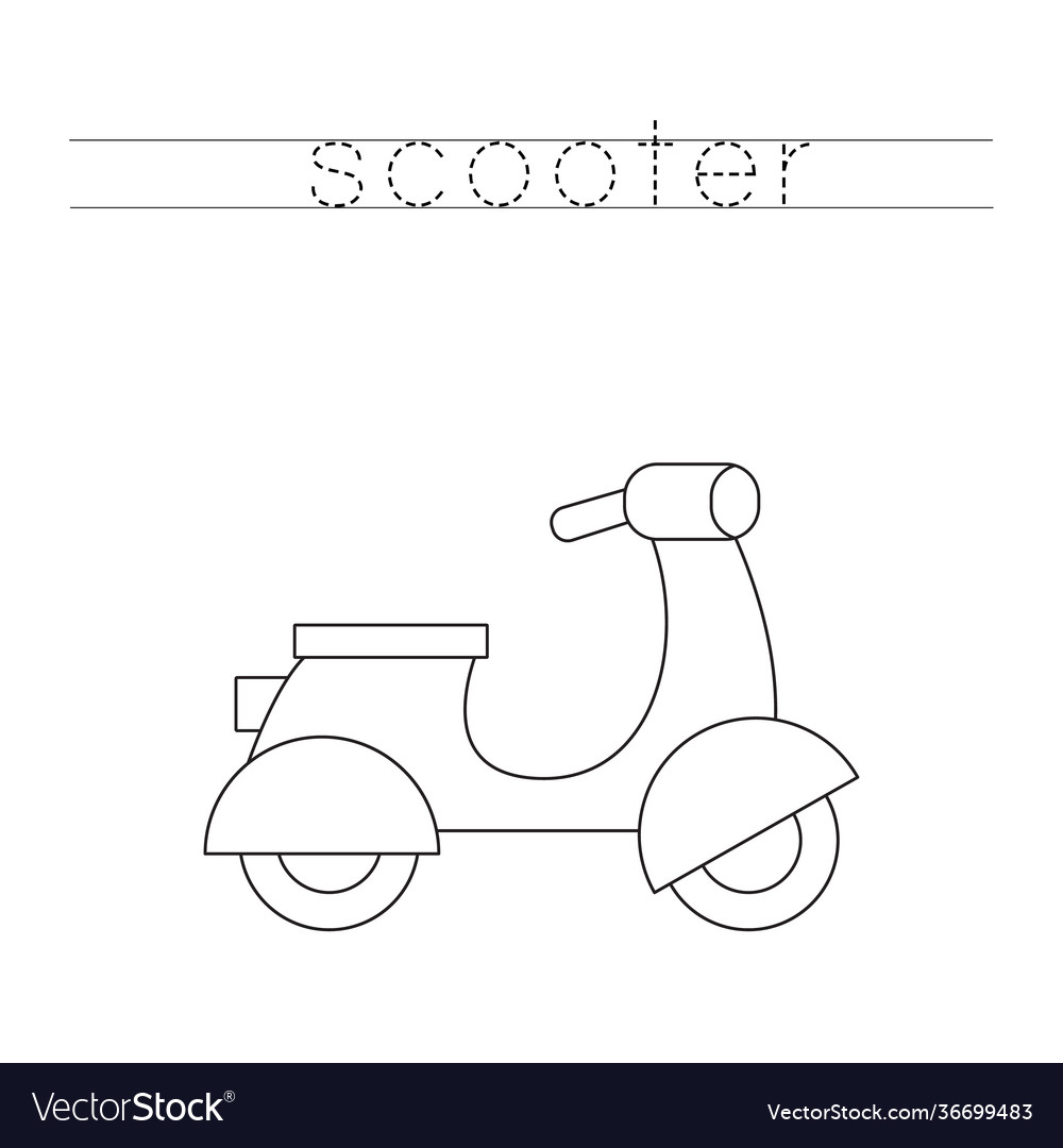 Tracing letters with cartoon motor scooter