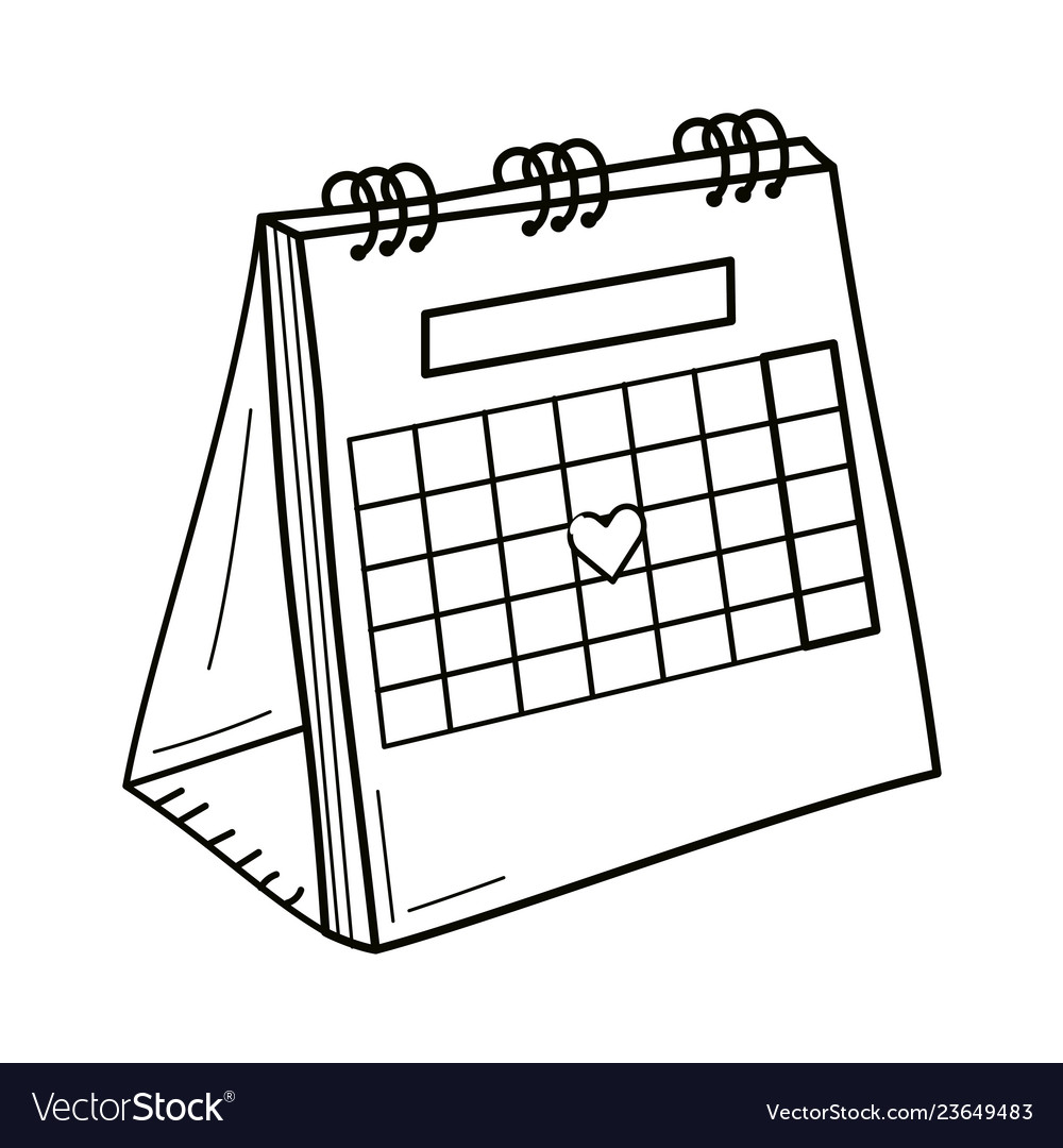 Valentines day calendar cartoon Royalty Free Vector Image