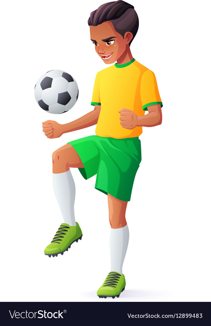 Young football or soccer player boy Royalty Free Vector