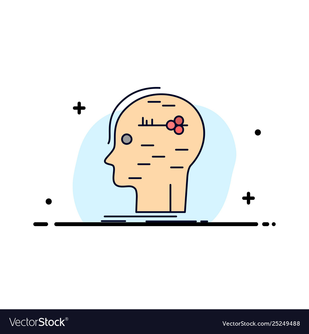 Brain hack hacking key mind flat color icon vector image Brain hack hacking key mind flat color icon
