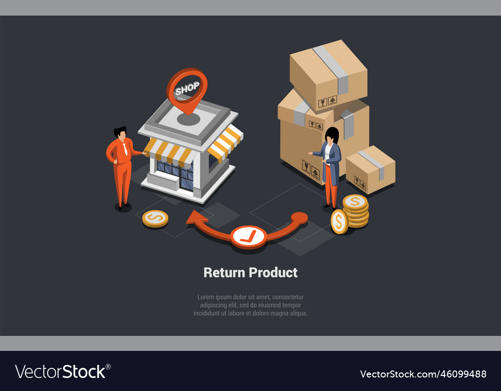 Concept of product exchange and return policy vector image Concept of product exchange and return policy
