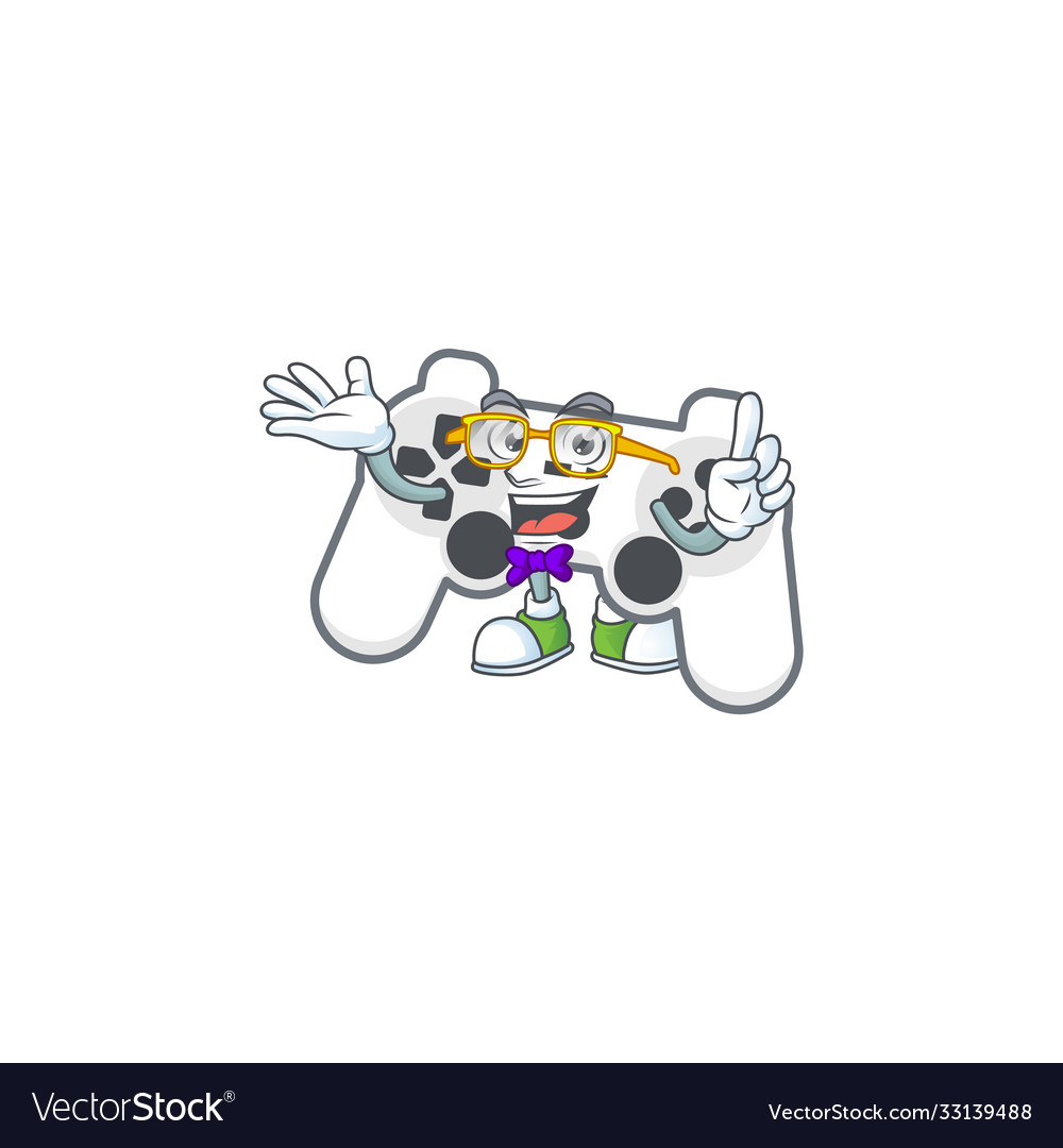 Geek character white joystick mascot design