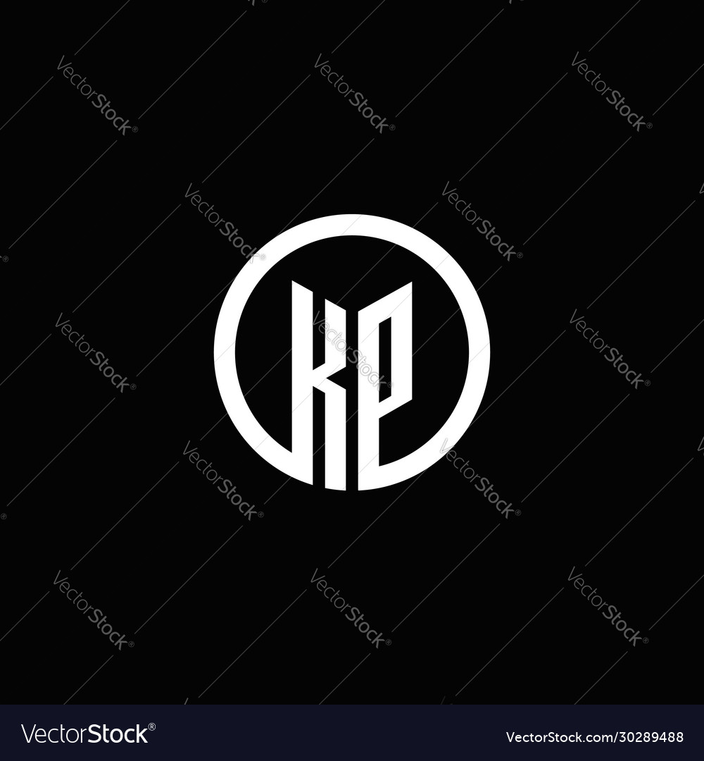 Kp monogram logo isolated with a rotating circle
