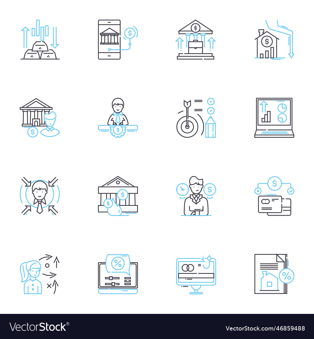 Online transactions linear icons set e-commerce vector image Online transactions linear icons set e-commerce