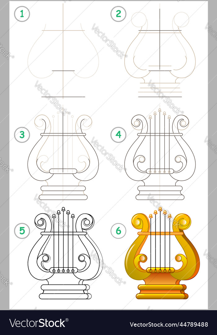 Page shows how to learn step by draw vector image Page shows how to learn step by draw