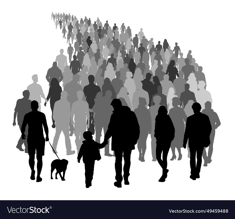 People walking on street silhouette Royalty Free Vector