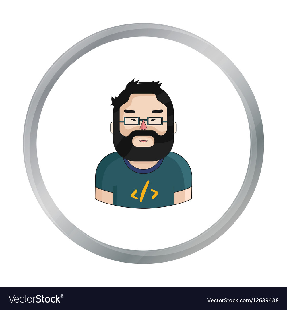 Programmer icon in cartoon style isolated on white vector image Programmer icon in cartoon style isolated on white
