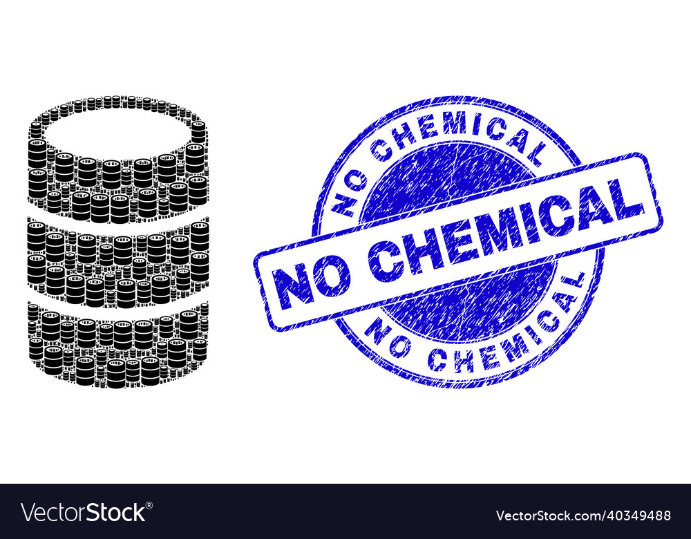Scratched no chemical badge and barrel recursion vector image Scratched no chemical badge and barrel recursion