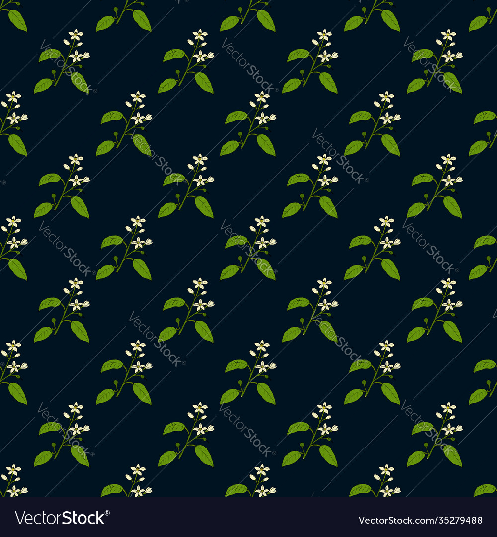 Seamless pattern with orange flowers and leaves