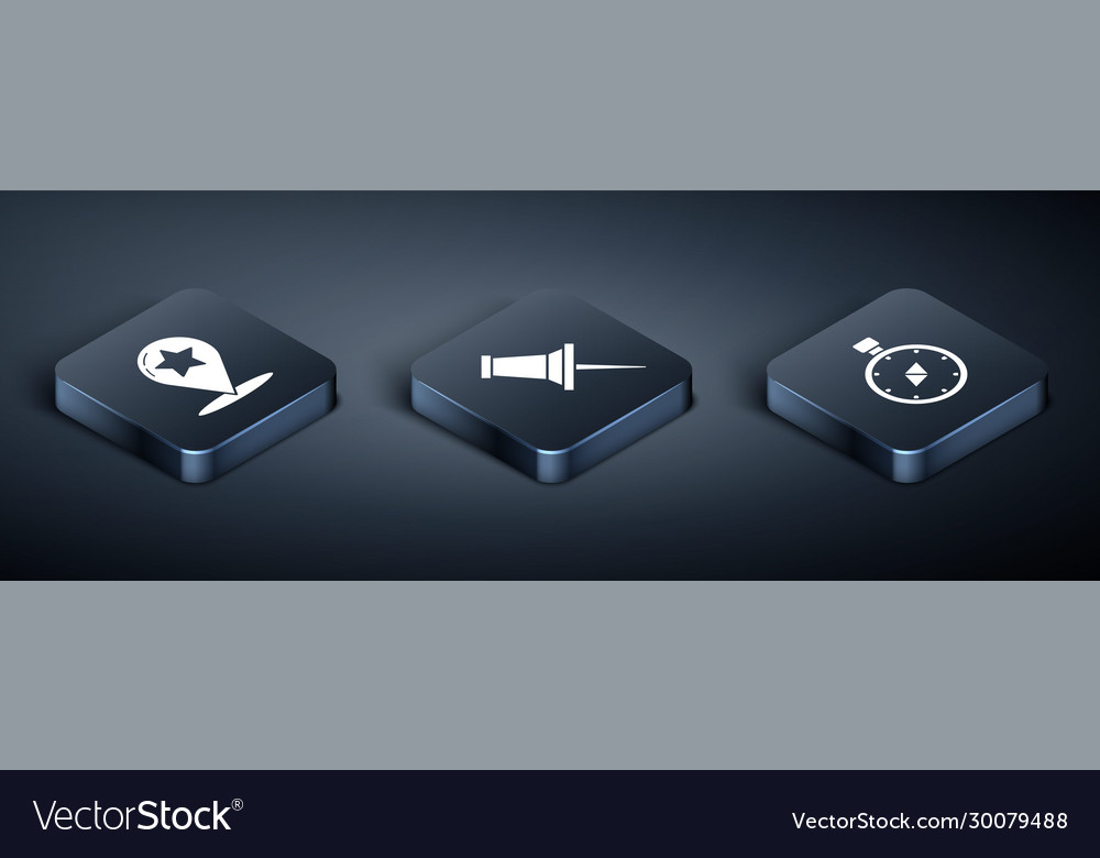 Set isometric map pointer with star compass vector image Set isometric map pointer with star compass