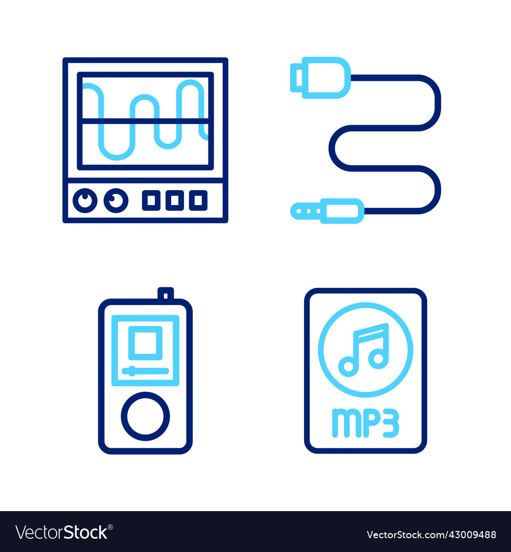Set line mp3 file document music player audio vector image Set line mp3 file document music player audio