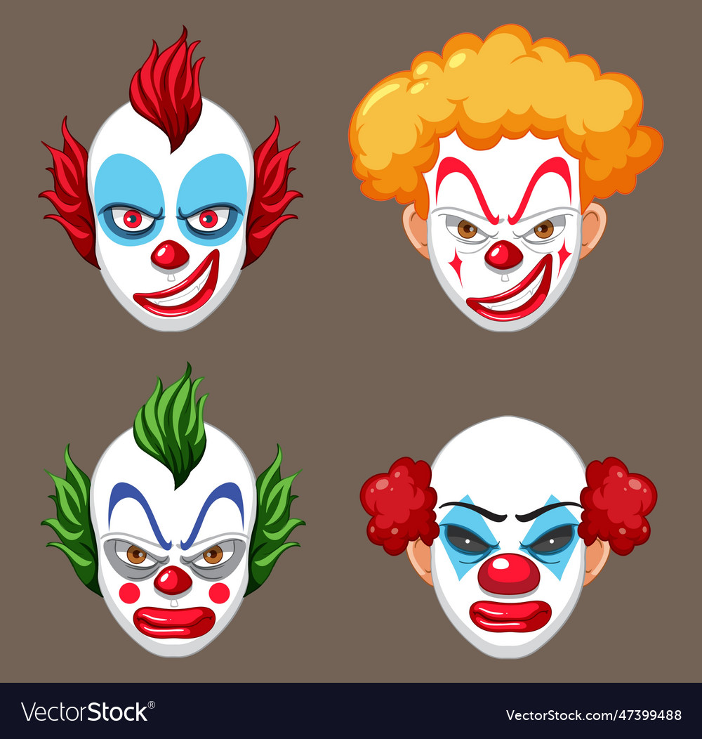 Set of clown facial expression Royalty Free Vector Image