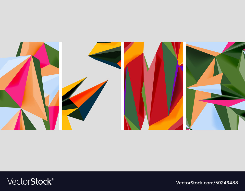 Set of mosaic triangle pattern abstract posters Vector Image Set of mosaic triangle pattern abstract posters