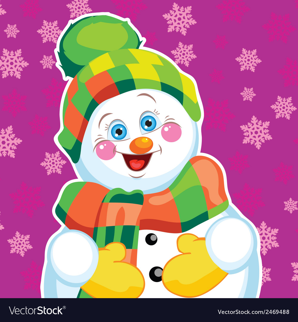 Snowman on green background with patterns