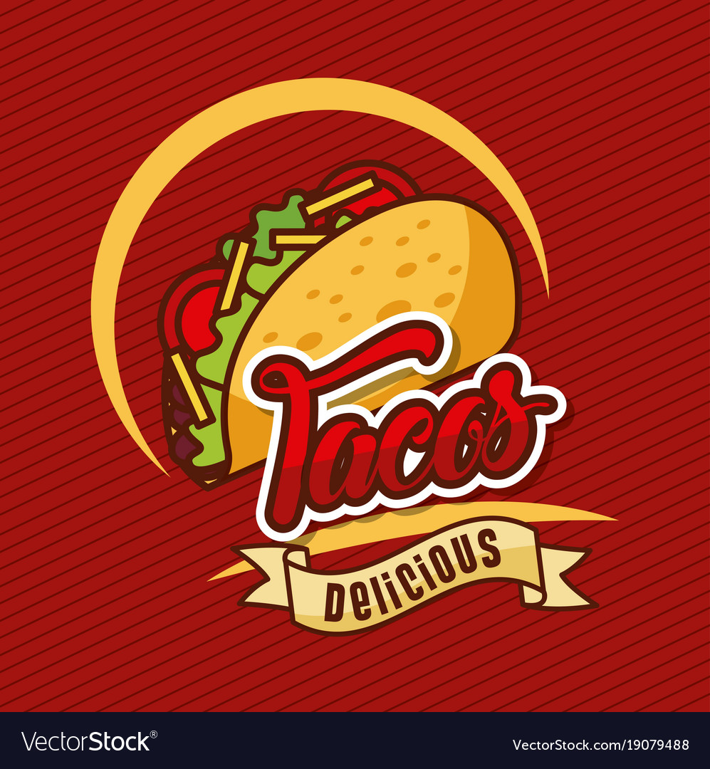 Tacos delicious mexican food vegetables poster Vector Image