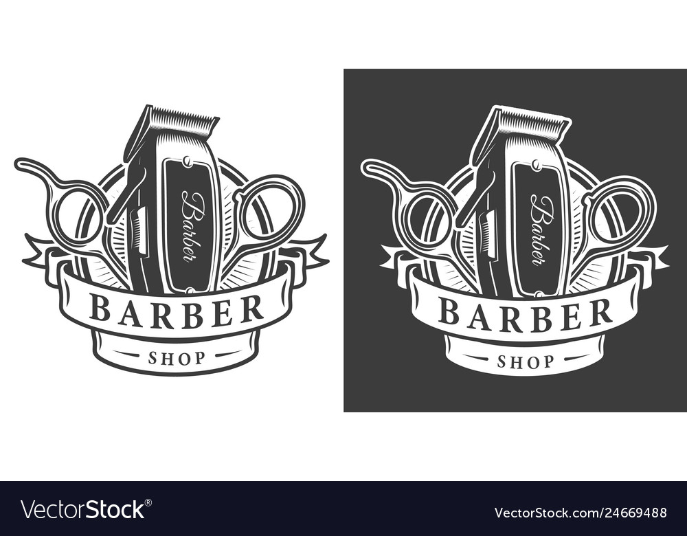 Vintage barbershop monochrome badge Royalty Free Vector