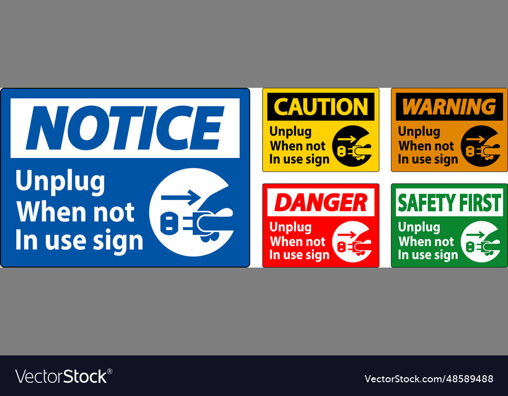 Warning unplug when not in use symbol sign