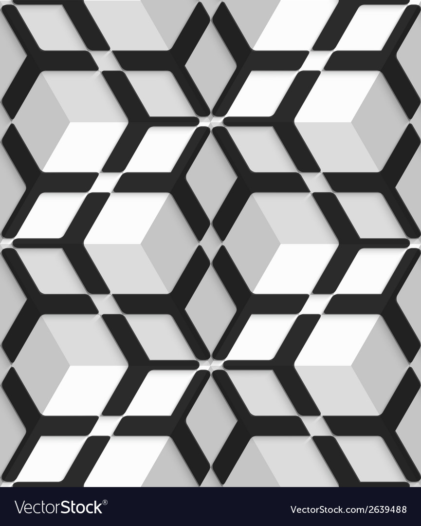White 3d cubes with hexagonal net on seamless