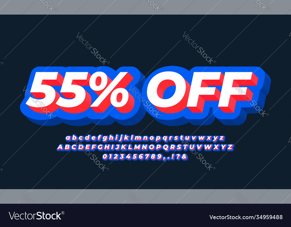 White red blue 3d text effect or font