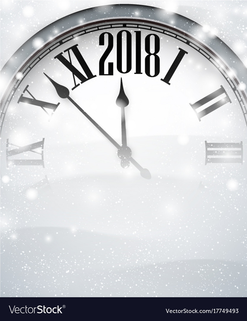 2018 new year background with clock
