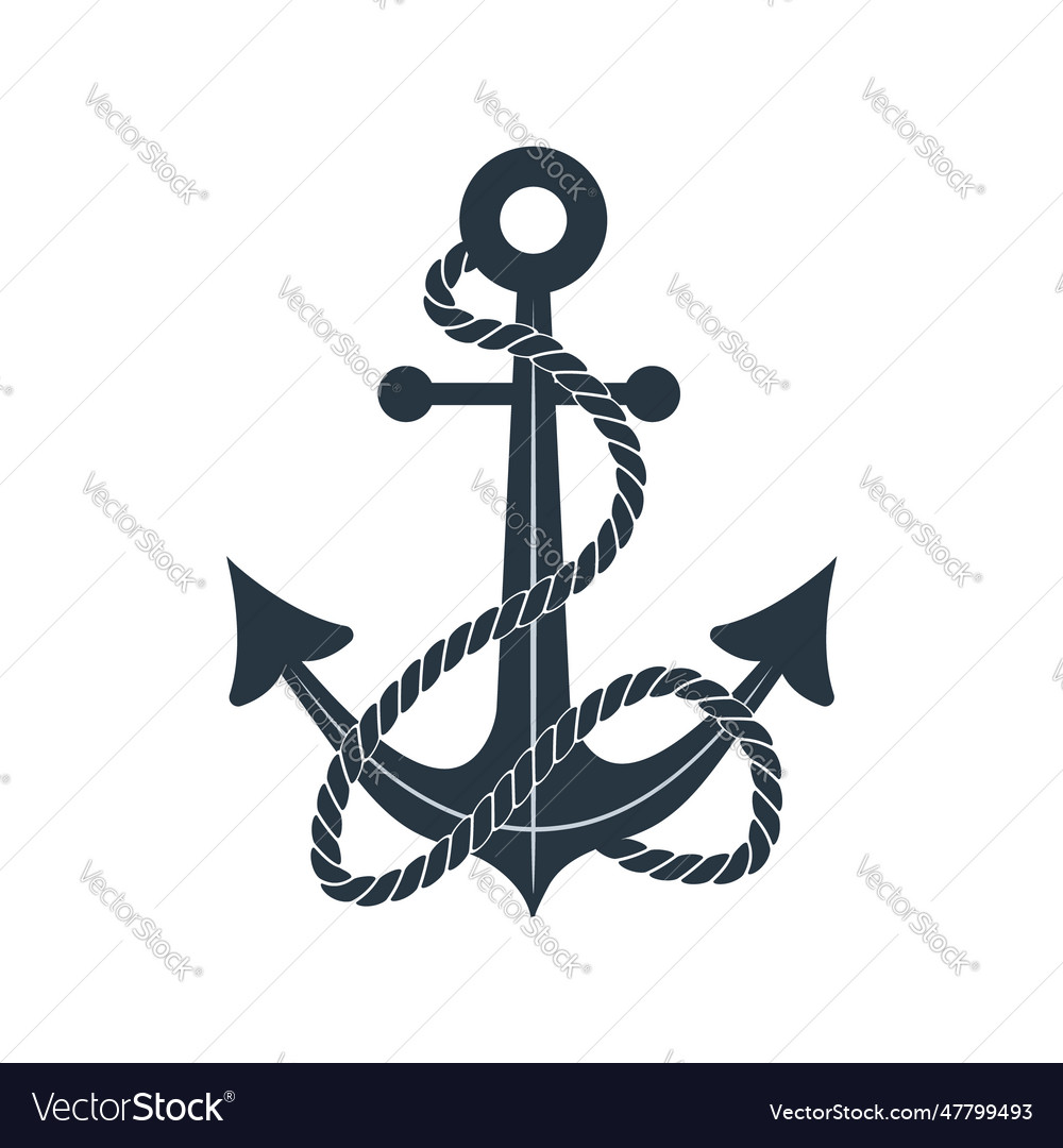 Anchor with rope icon marine logo nautical Vector Image