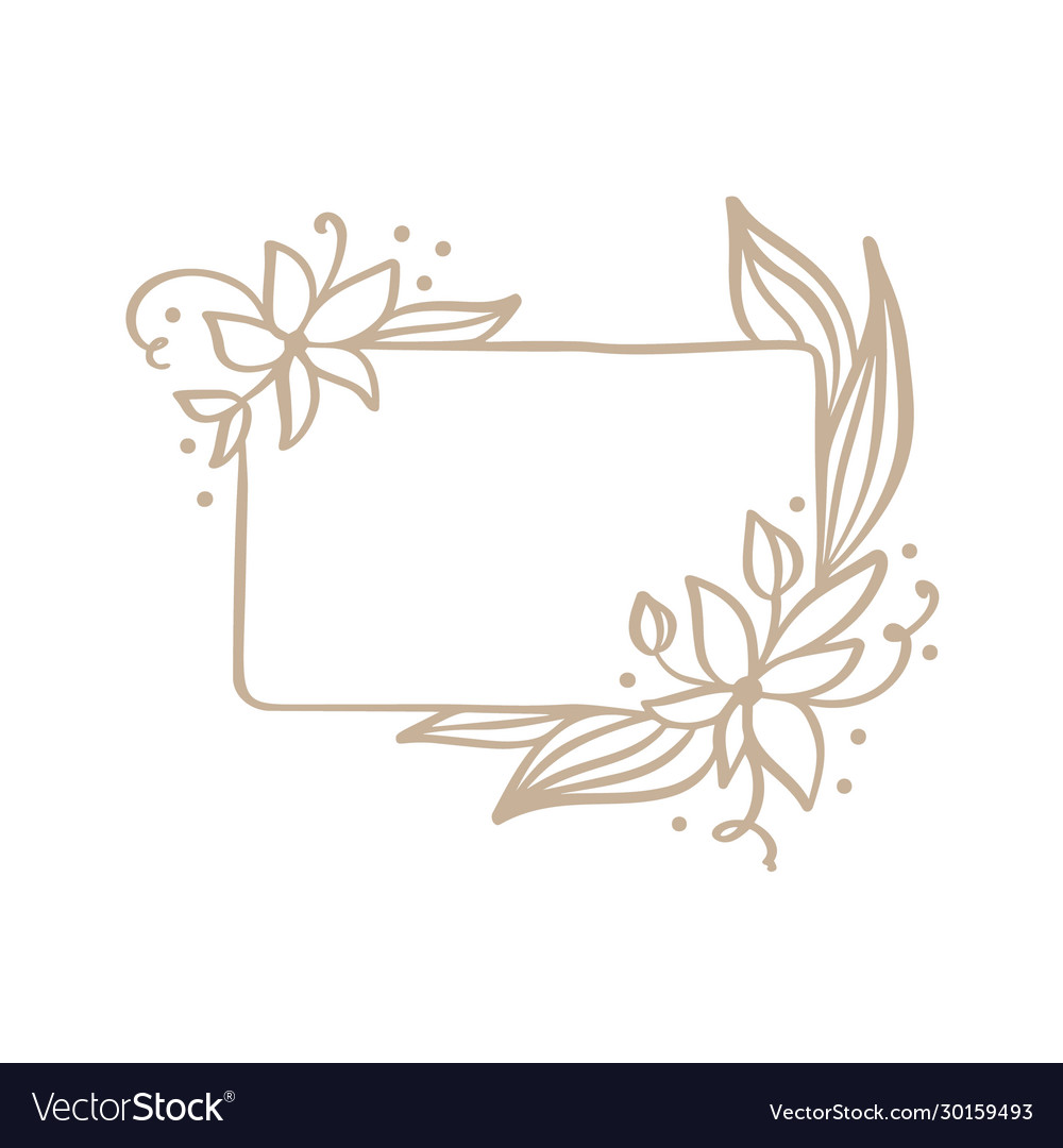 Hand drawn square minimalistic frame with spring vector image Hand drawn square minimalistic frame with spring