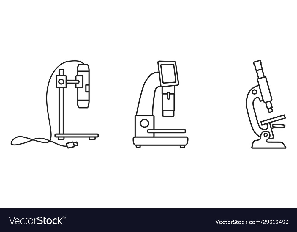 Laboratory microscope outline set icon