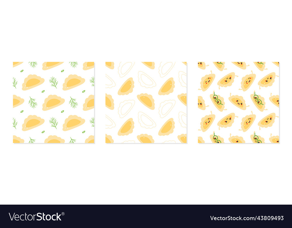 Pierogi dumplings characters pattern set