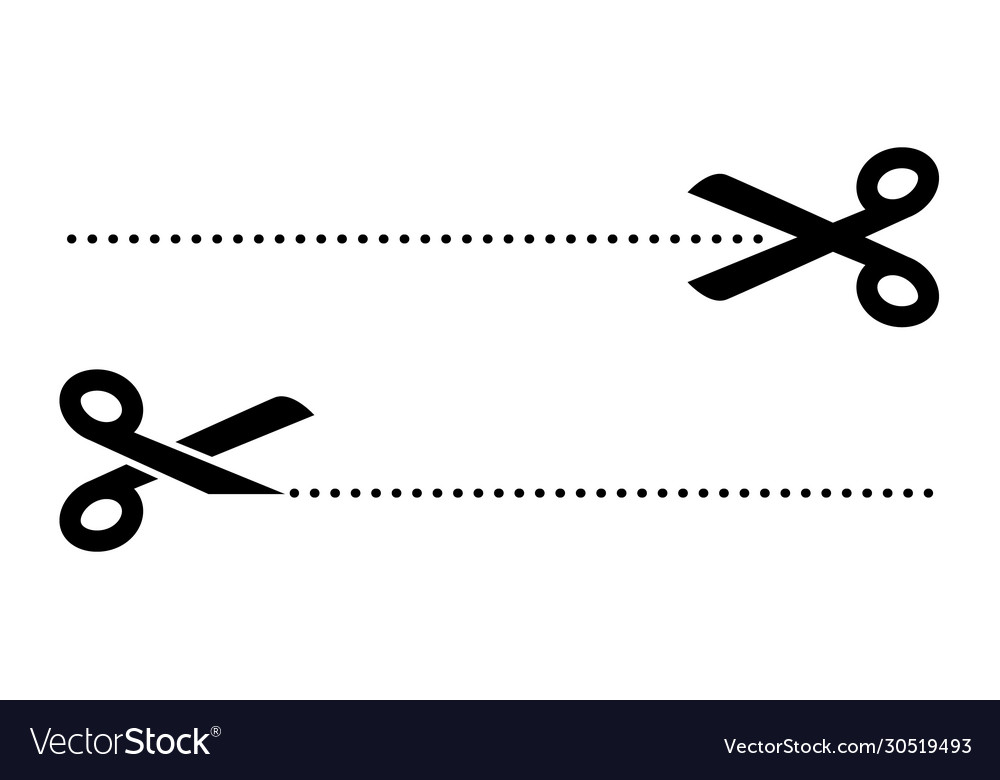 Scissors Cut Lines Icon Badge Place Cutting Stock Vector by ©arhimicrostok  239331766