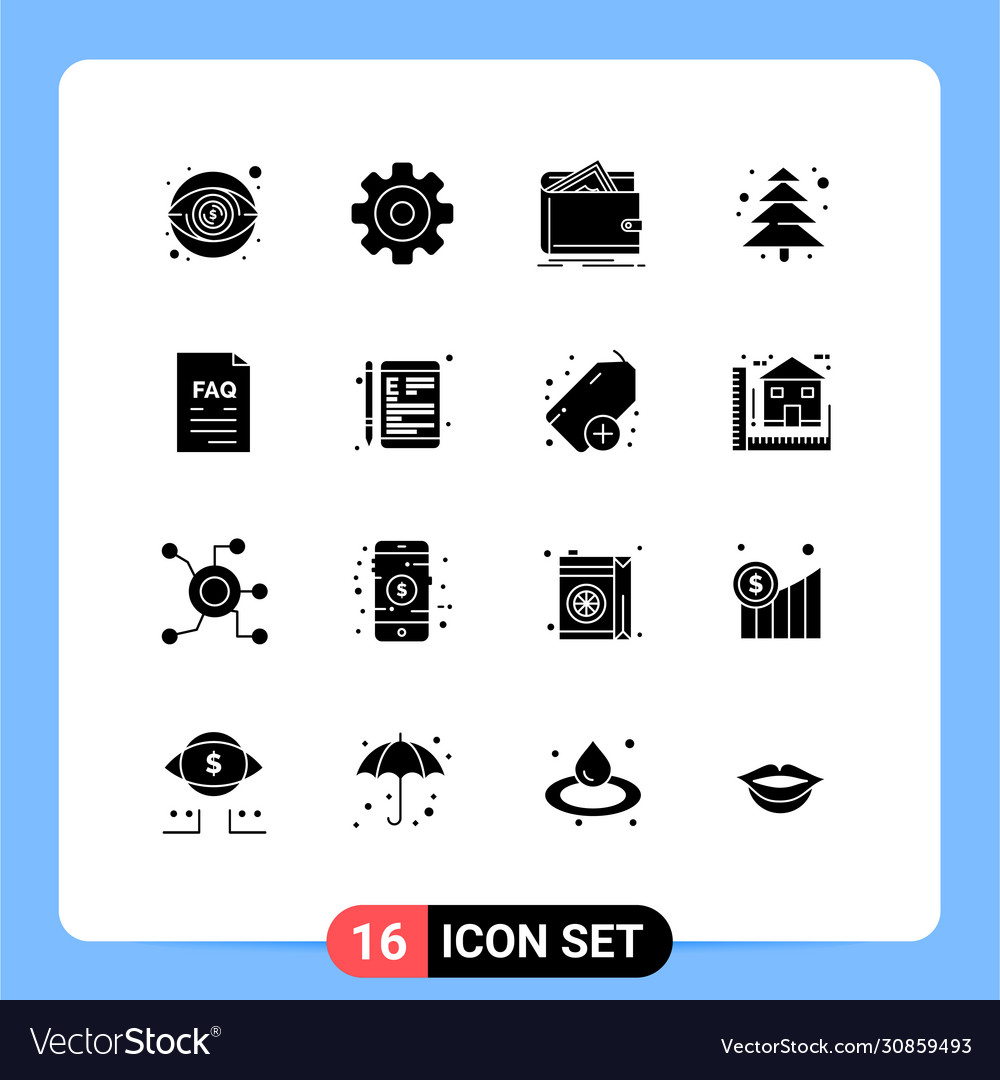 Set 16 solid glyphs on grid for document