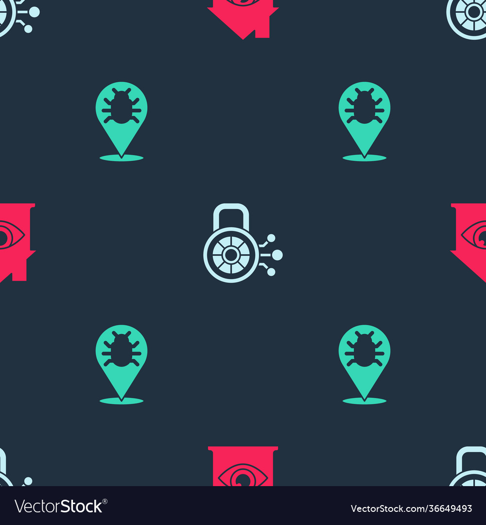Set house with eye scan cyber security and system vector image Set house with eye scan cyber security and system