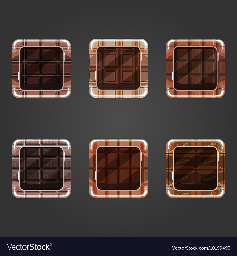 Set of shiny chocolate concave square button