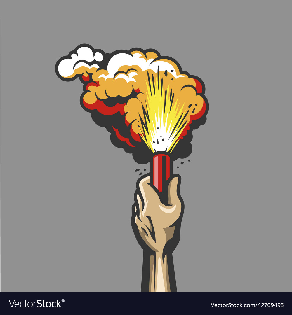 Smoke bomb in hand Royalty Free Vector Image - VectorStock