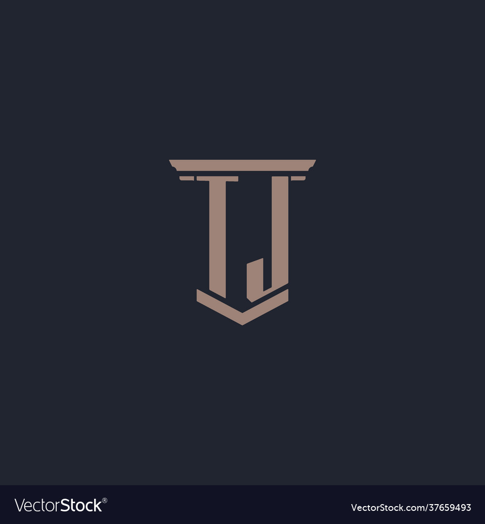 Tj initial monogram logo with pillar style design