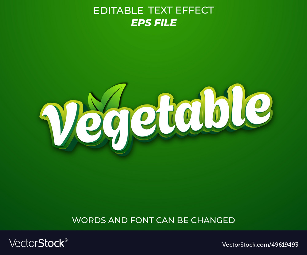 Vegetable text effect font editable typography 3d