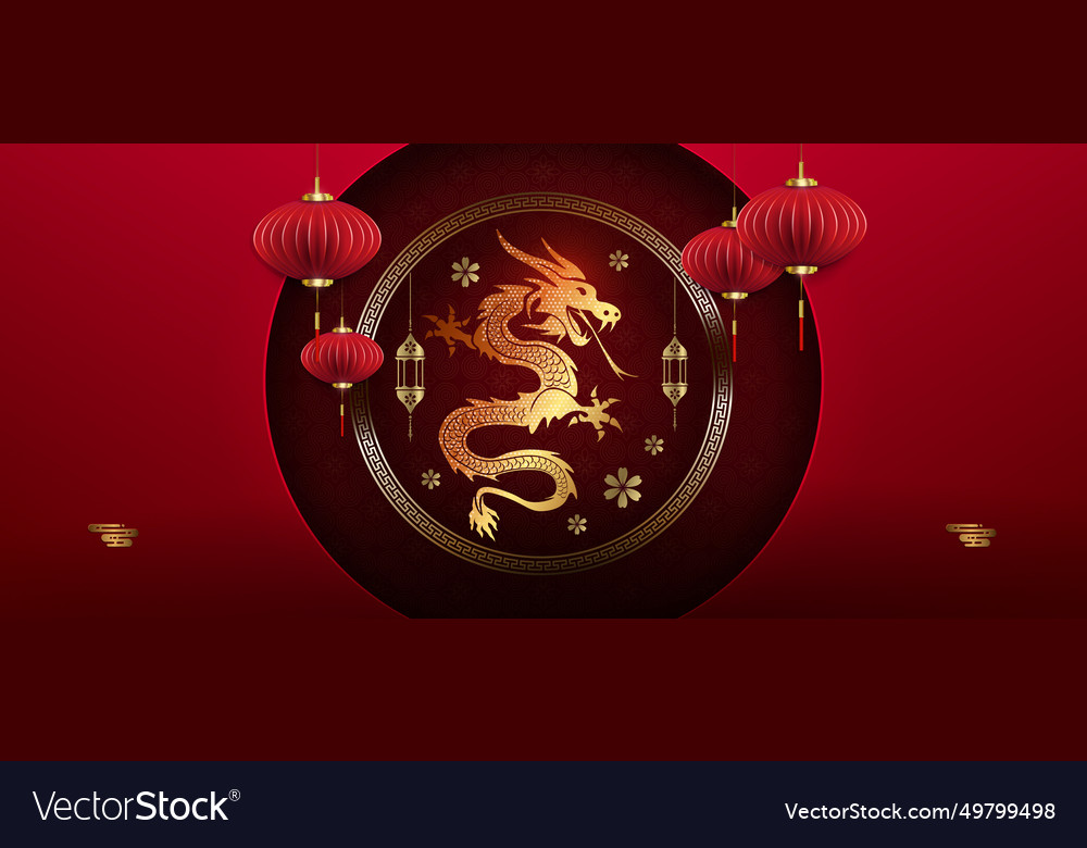 Chinese new year magnificent round vector image Chinese new year magnificent round