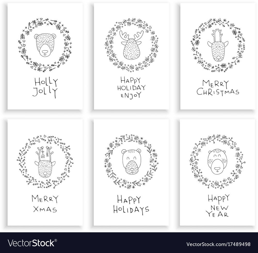 Christmas cards with wreaths