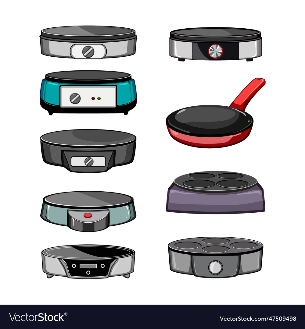 Crepe maker set cartoon Royalty Free Vector Image