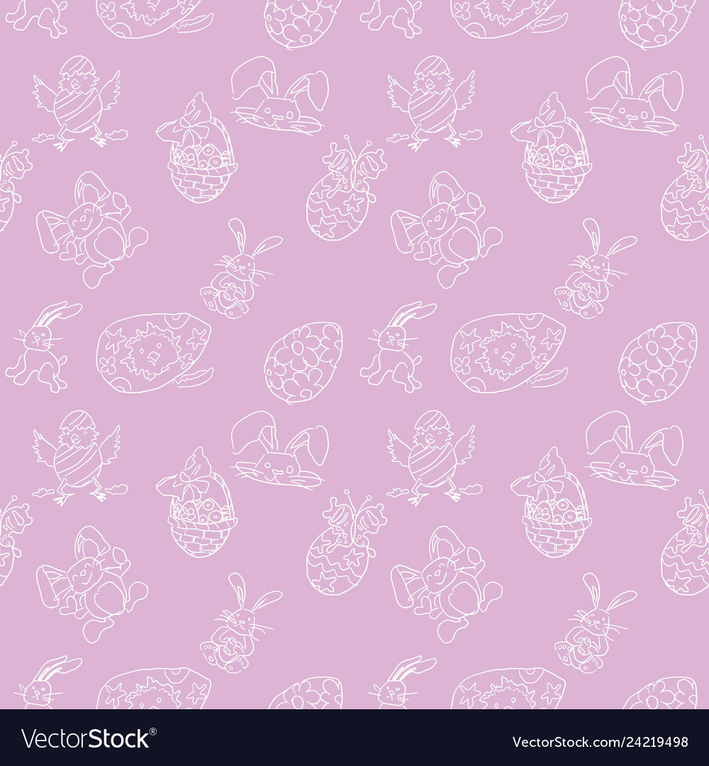 Easter seamless pattern doodles bunnies ornament