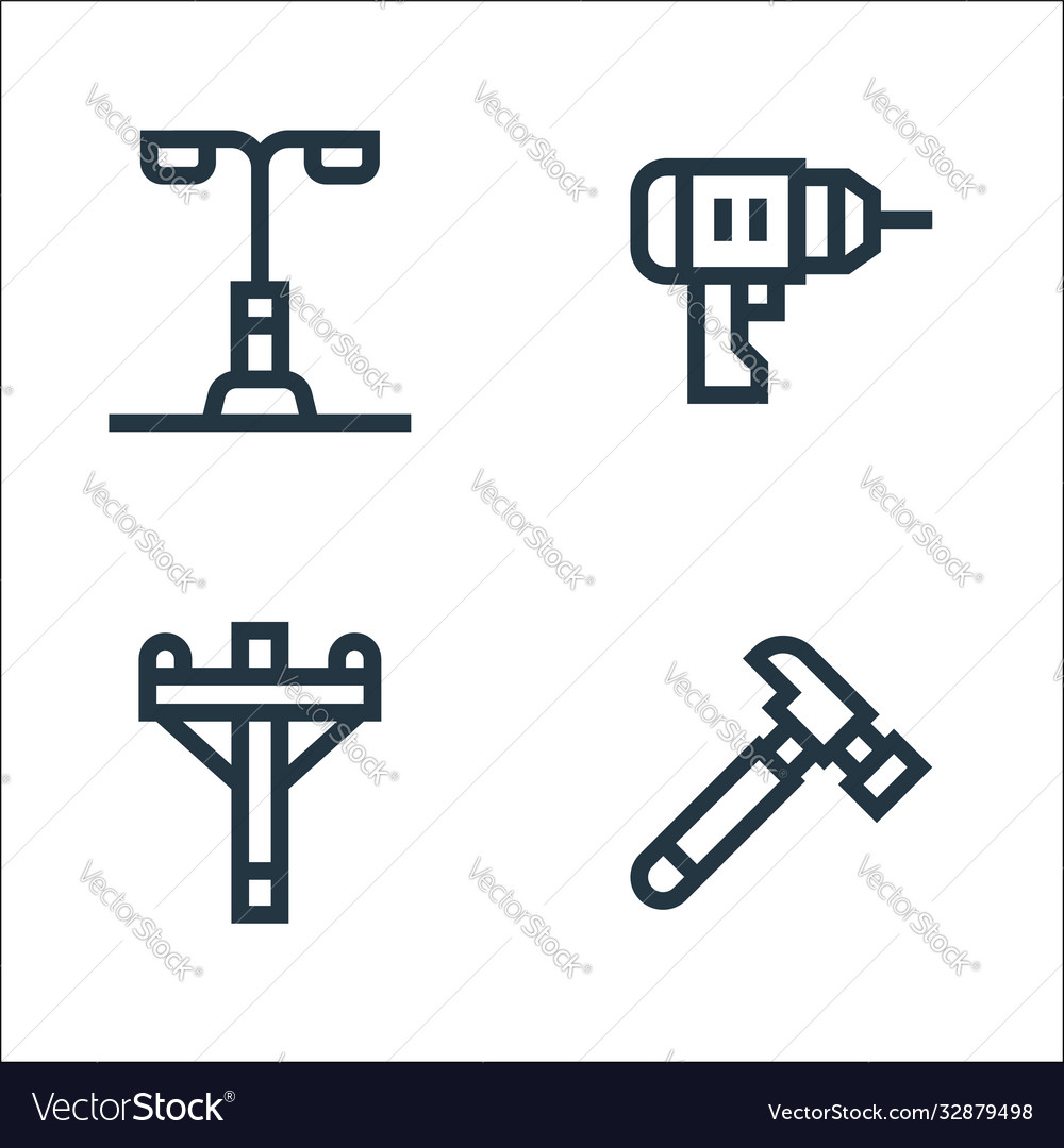 Electrician tools and line icons linear set vector image Electrician tools and line icons linear set
